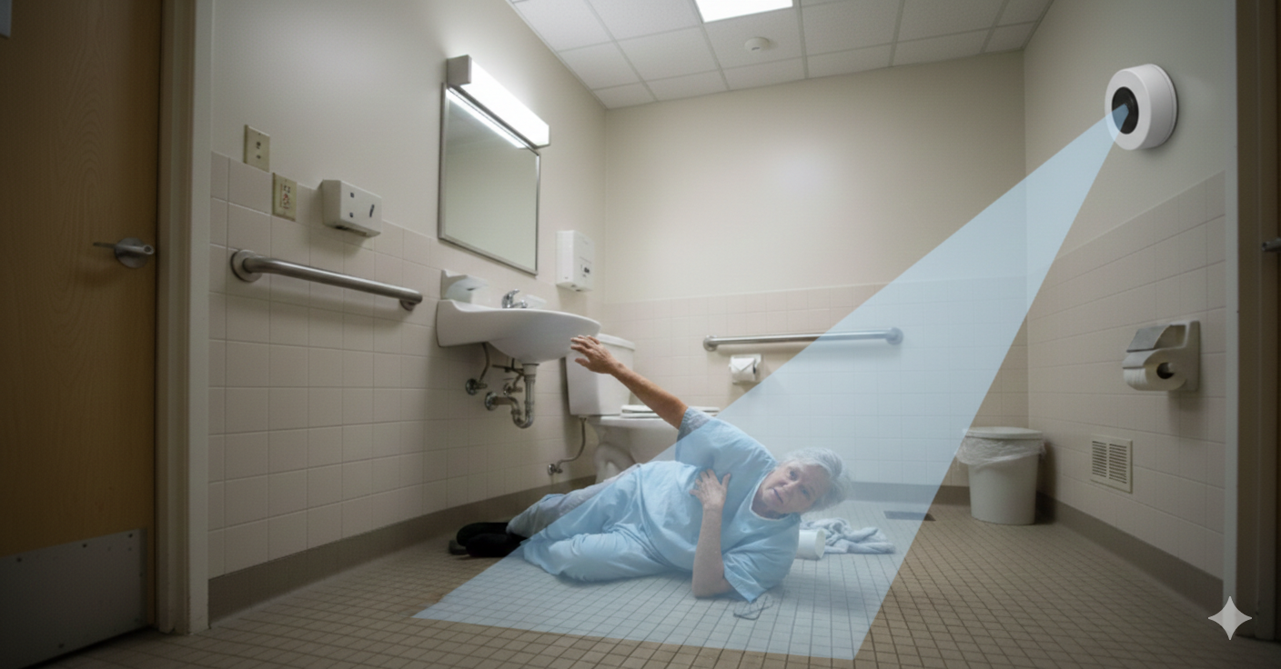 ezCare AI 廁所與走道 毫米波雷達 跌倒偵測 安裝範例